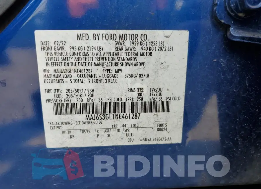 MAJ6S3GL1NC461287 Photo# 13
