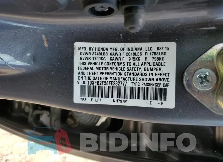 19XFB2F58FE282777 Photo# 12