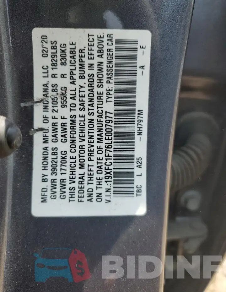 19XFC1F76LE007977 Photo# 13