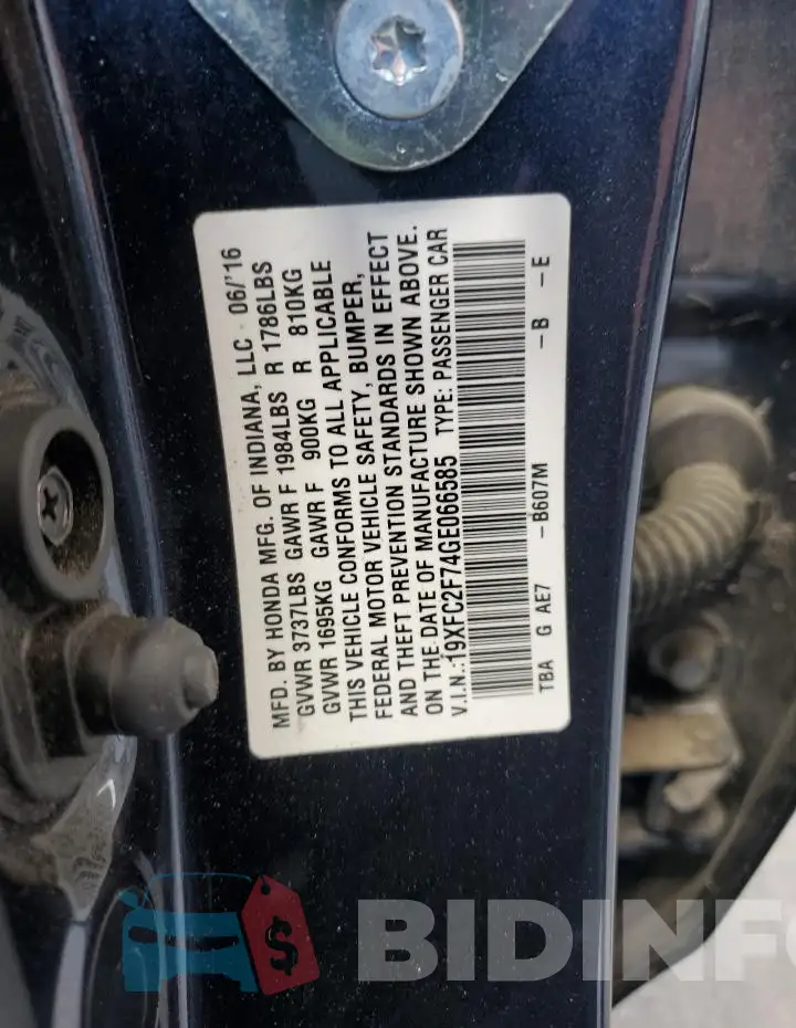 19XFC2F74GE066585 Photo# 12