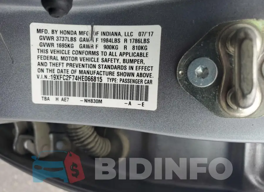 19XFC2F74HE066815 Photo# 12