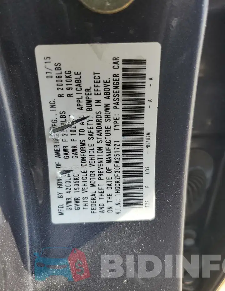 1HGCR2F30FA251721 Photo# 13