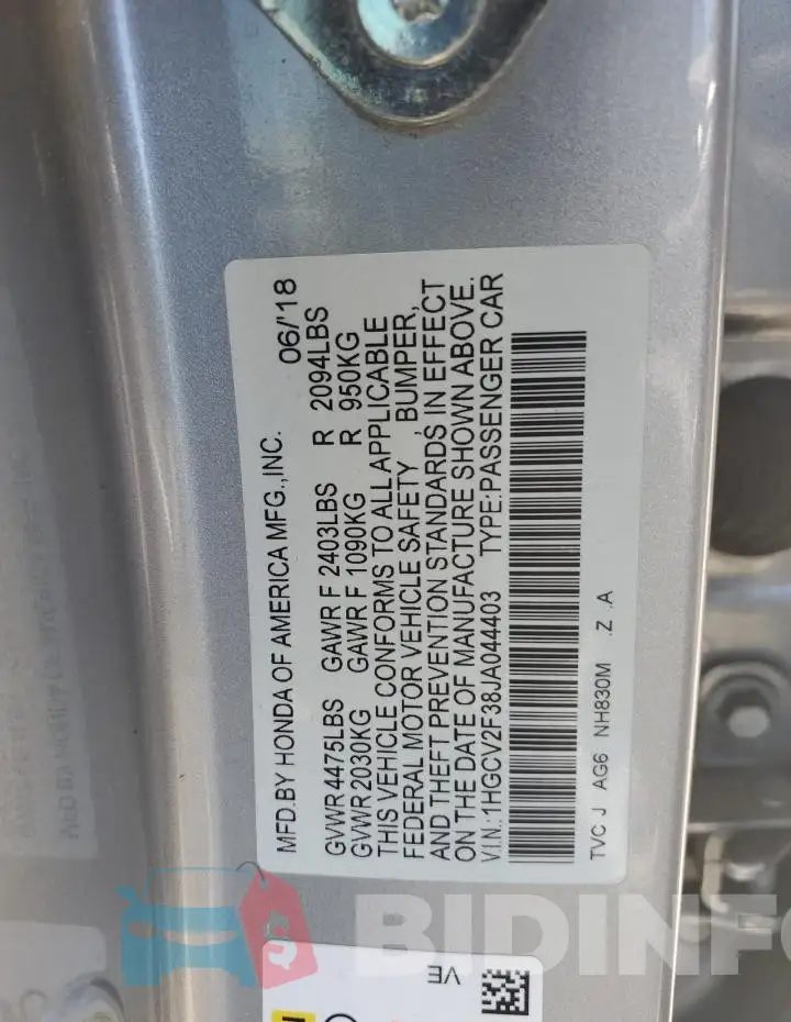 1HGCV2F38JA044403 Photo# 12