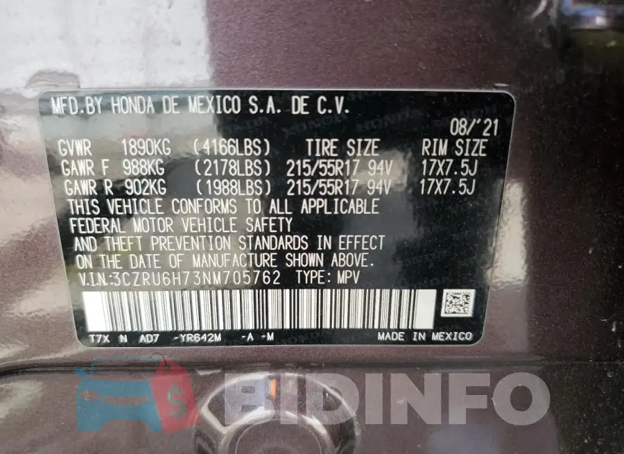 3CZRU6H73NM705762 Photo# 14