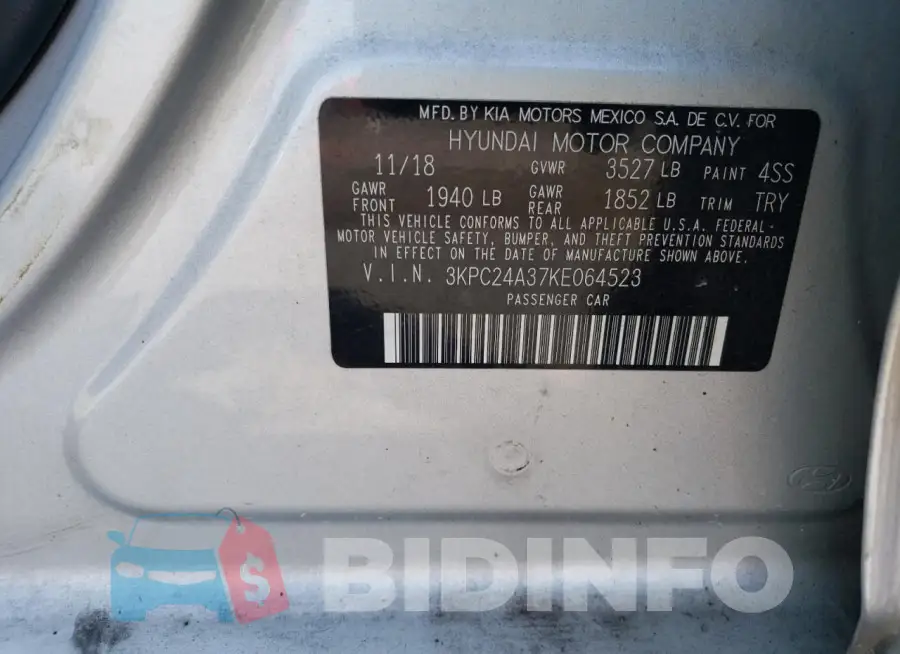 3KPC24A37KE064523 Photo# 12