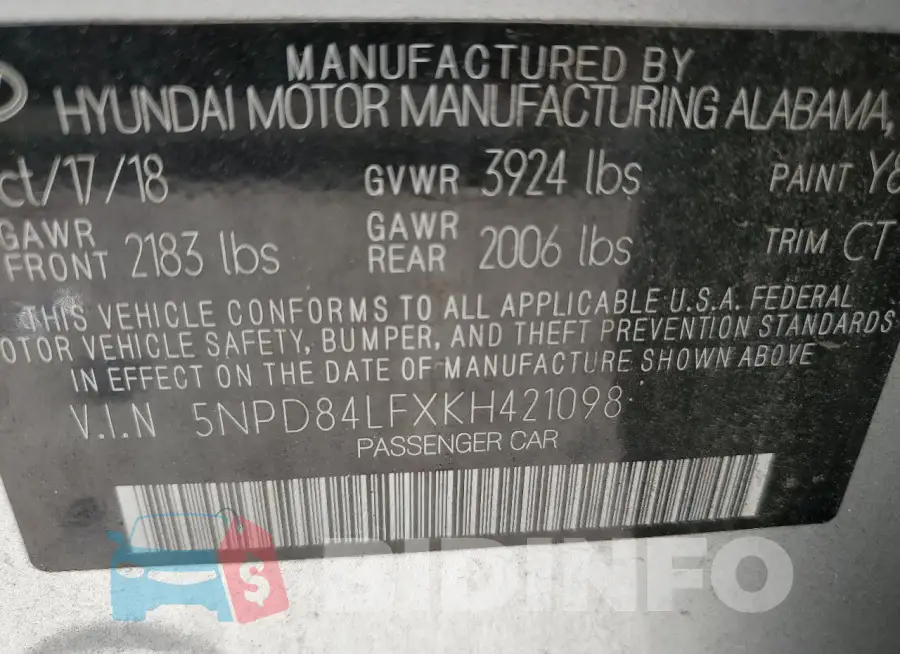 5NPD84LFXKH421098 Photo# 12