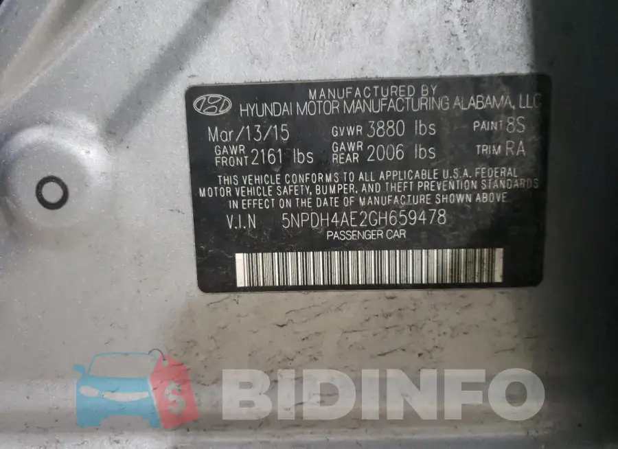 5NPDH4AE2GH659478 Photo# 12