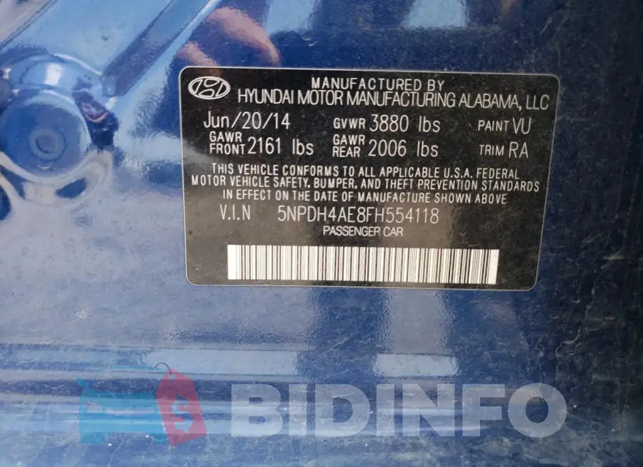 5NPDH4AE8FH554118 Photo# 12