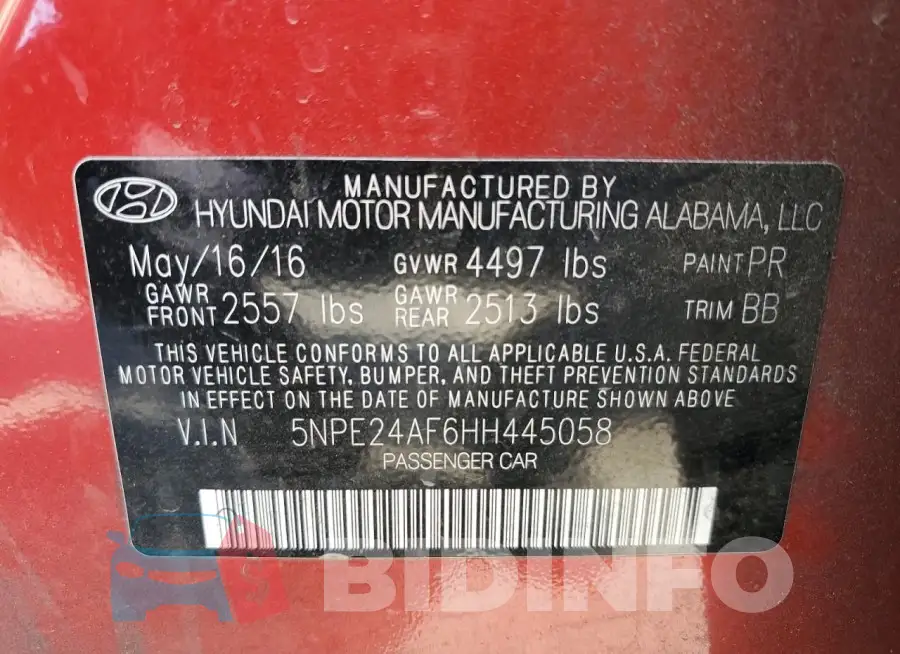5NPE24AF6HH445058 Photo# 13