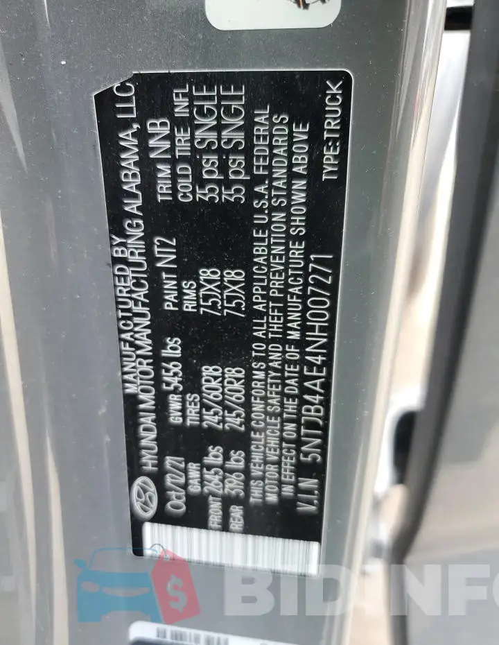 5NTJB4AE4NH007271 Photo# 12