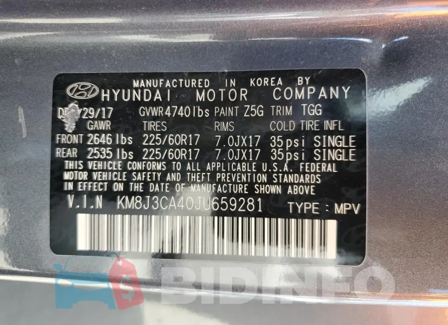 KM8J3CA40JU659281 Photo# 13