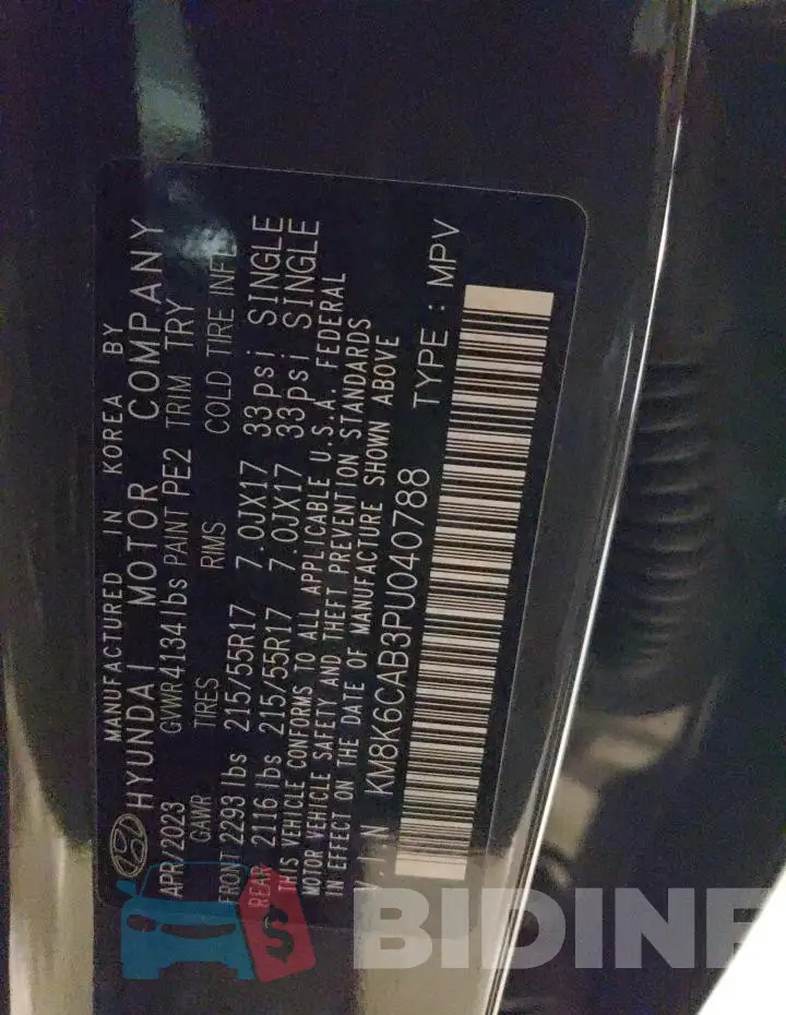 KM8K6CAB3PU040788 Photo# 12