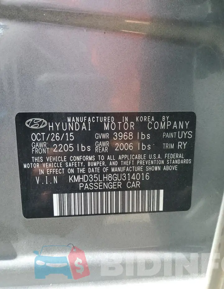 KMHD35LH8GU314016 Photo# 13
