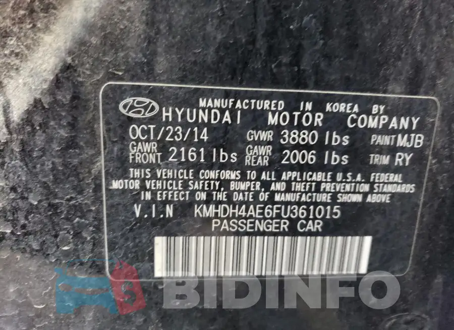 KMHDH4AE6FU361015 Photo# 12