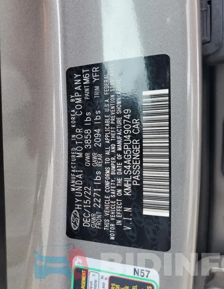 KMHLS4AG5PU490749 Photo# 12