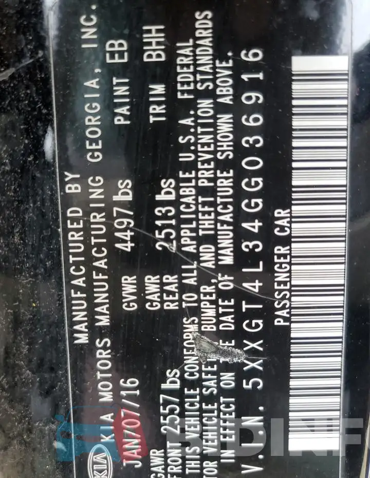 5XXGT4L34GG036916 Photo# 12