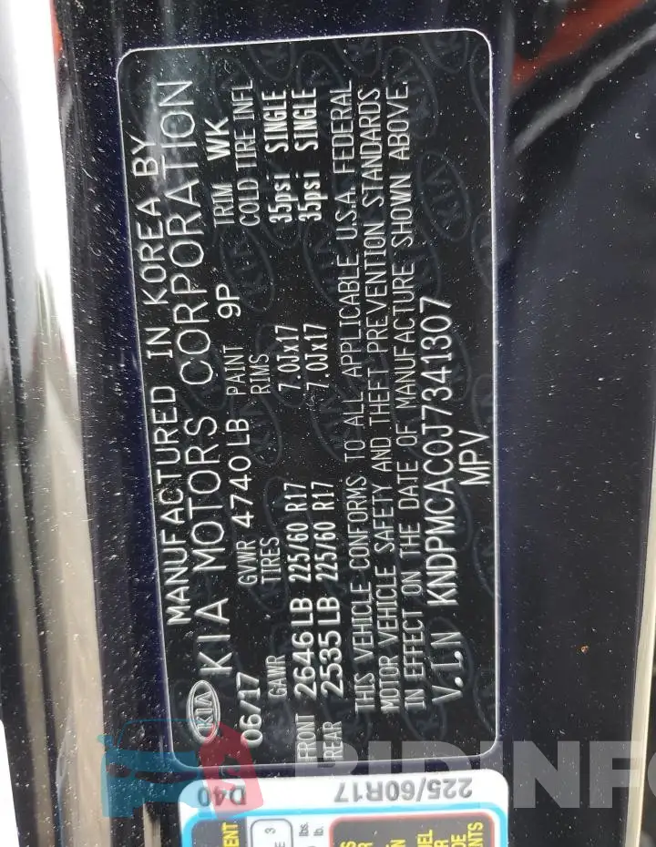 KNDPMCAC0J7341307 Photo# 13