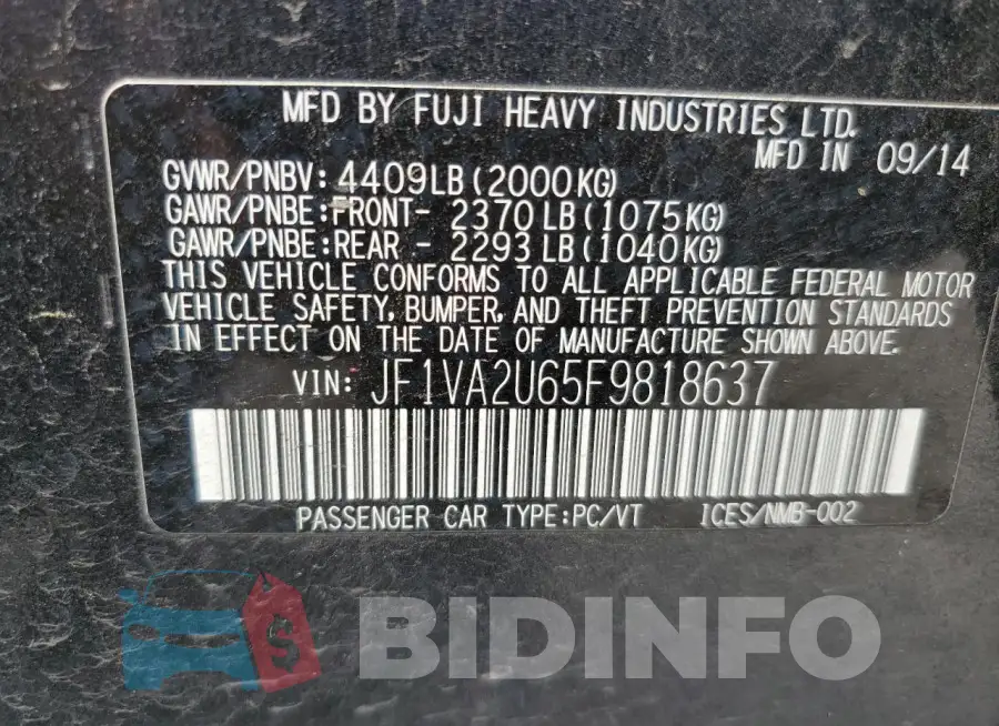 JF1VA2U65F9818637 Photo# 12
