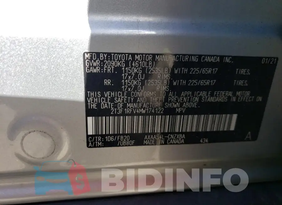 2T3F1RFV4MW174122 Photo# 13