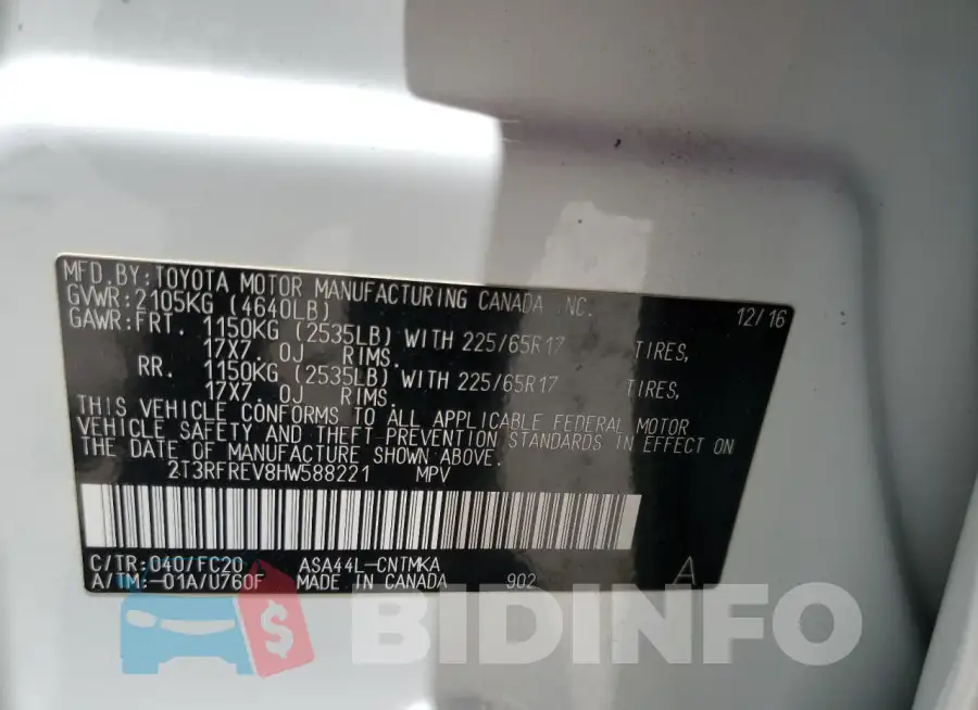 2T3RFREV8HW588221 Photo# 13