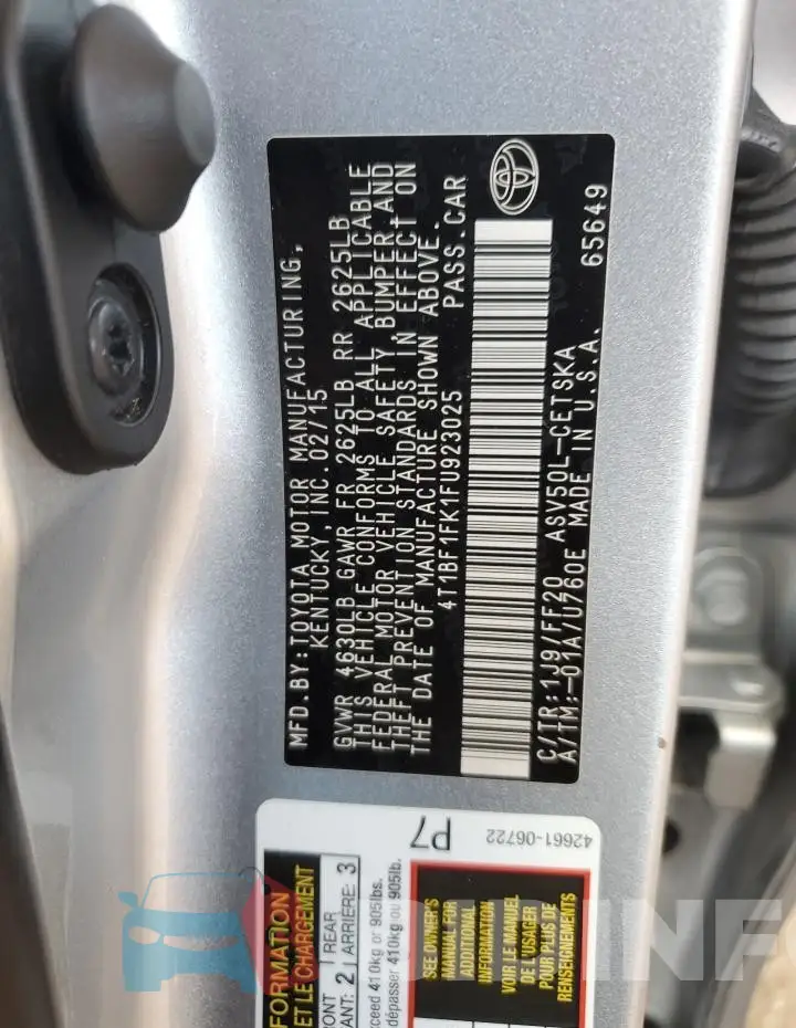 4T1BF1FK1FU923025 Photo# 12