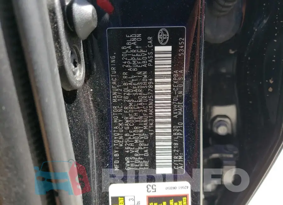 4T1K31AKXNU577894 Photo# 12