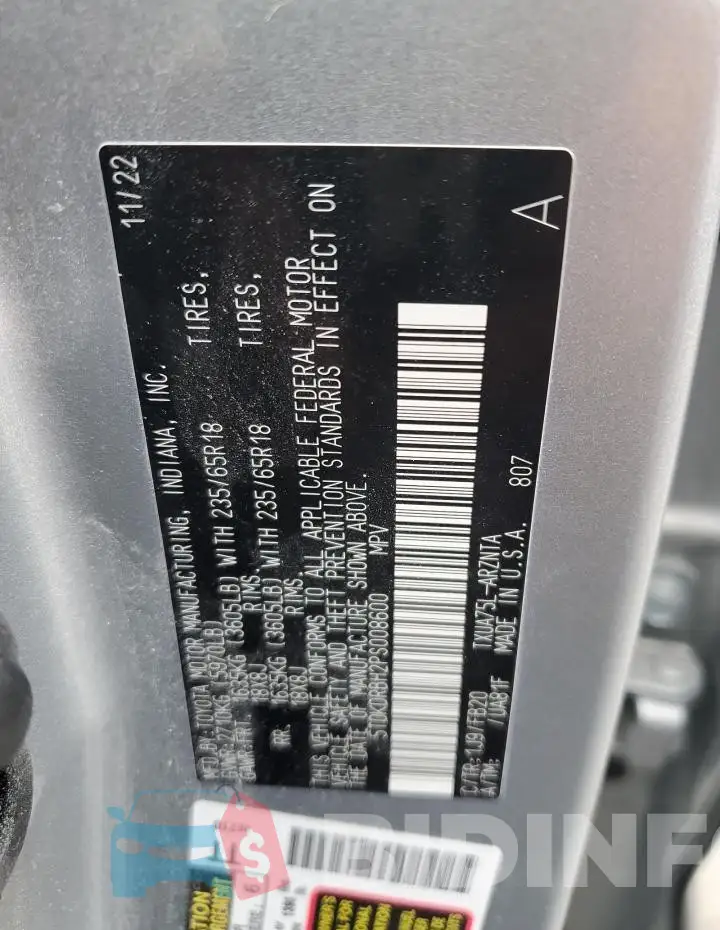 5TDKDRBH2PS008600 Photo# 13