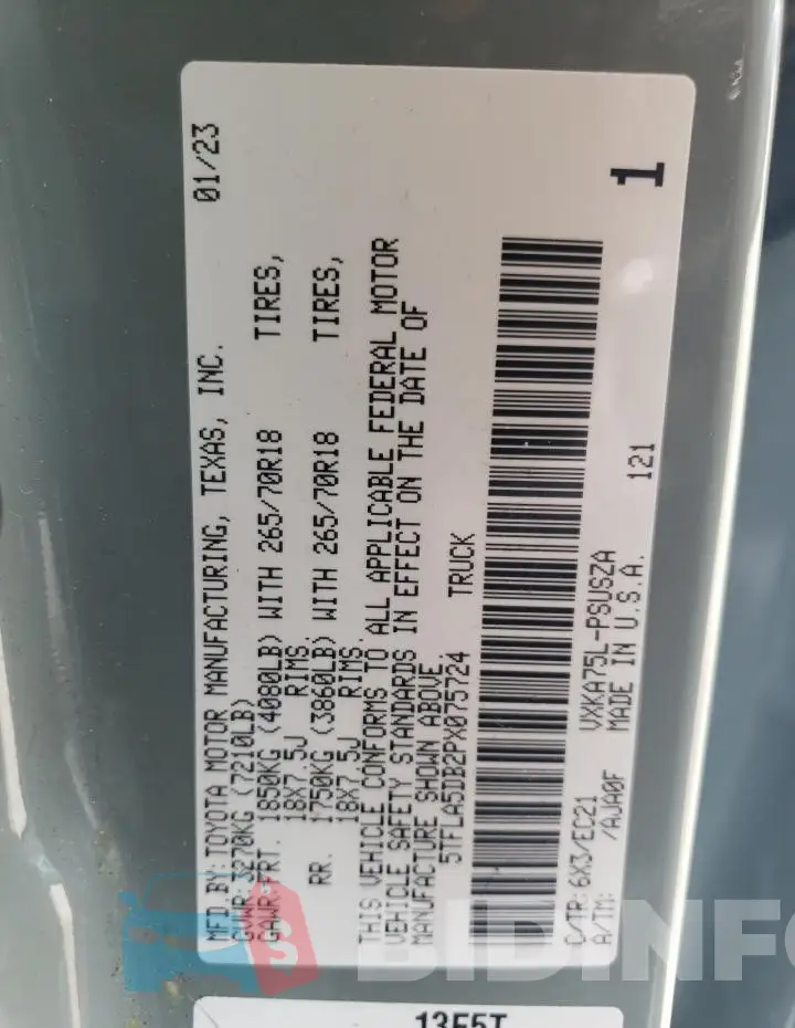5TFLA5DB2PX075724 Photo# 12