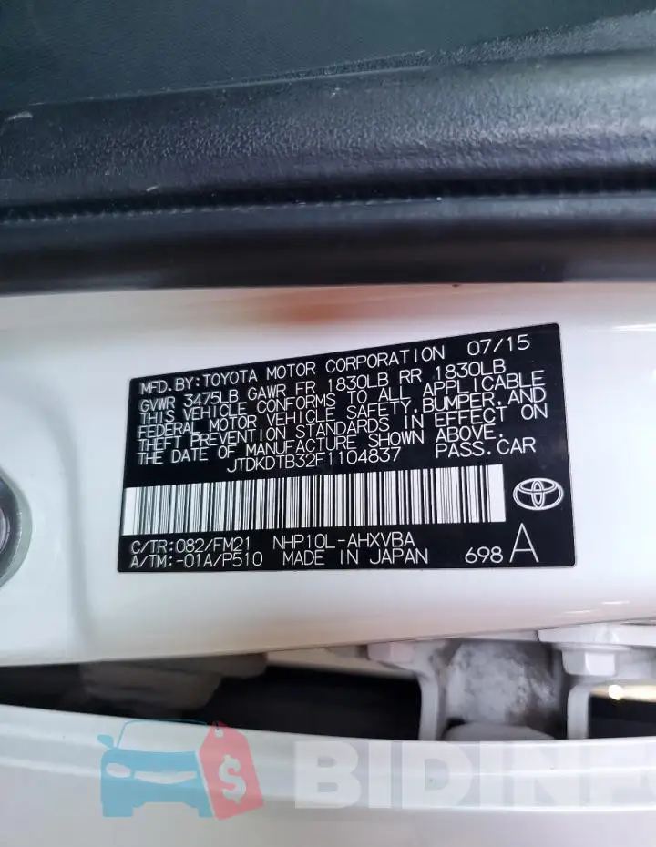 JTDKDTB32F1104837 Photo# 12