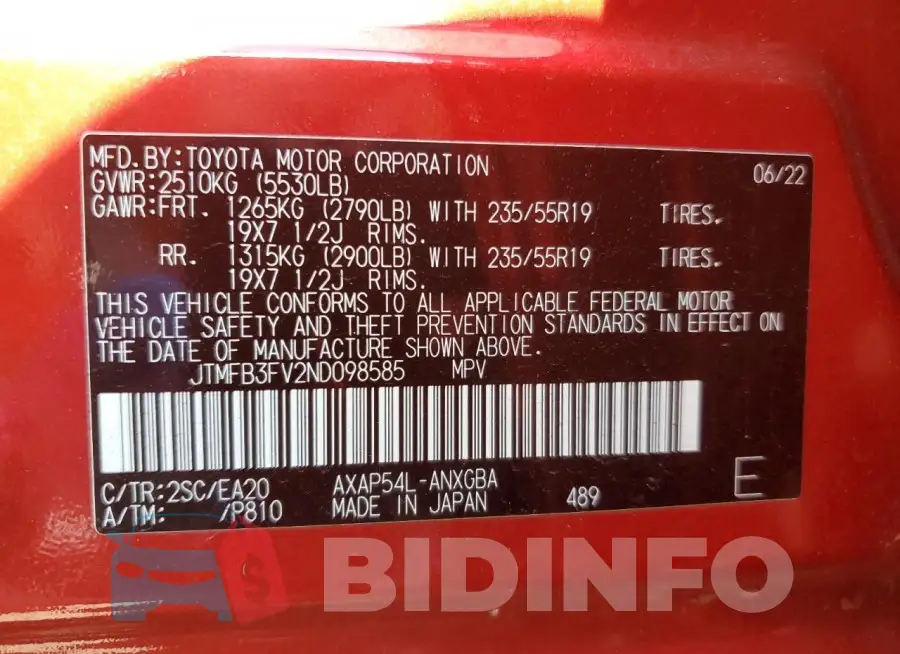JTMFB3FV2ND098585 Photo# 12