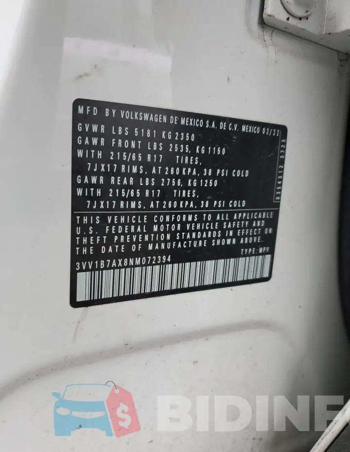 3VV1B7AX8NM072394 Photo# 13