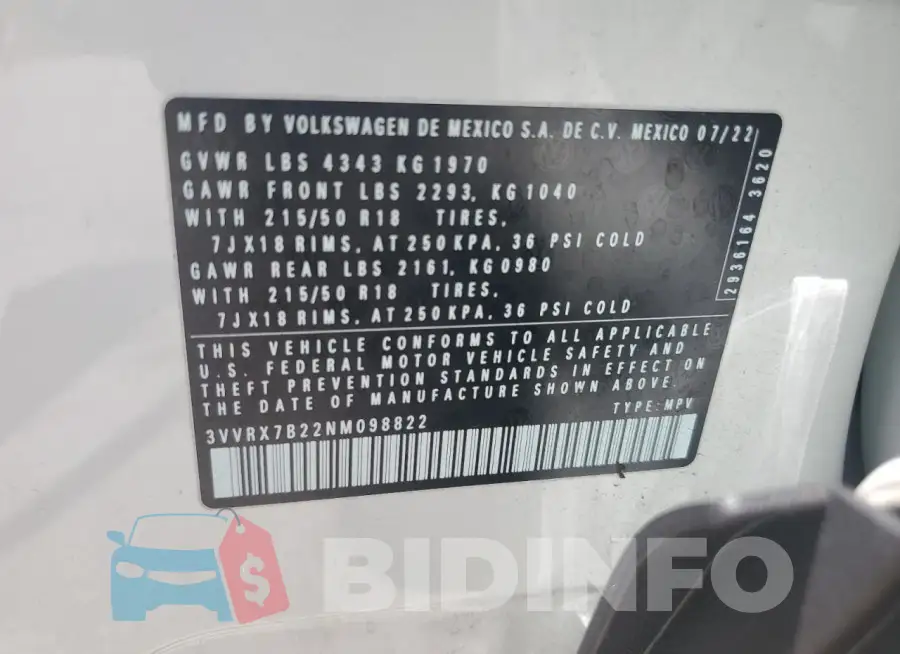 3VVRX7B22NM098822 Photo# 12