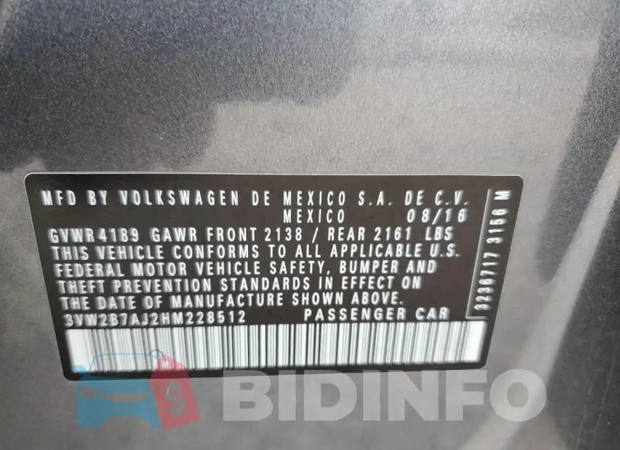 3VW2B7AJ2HM228512 Photo# 12
