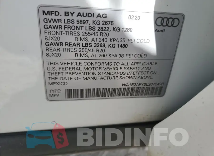 WA1E2AFY3L2072428 Photo# 13