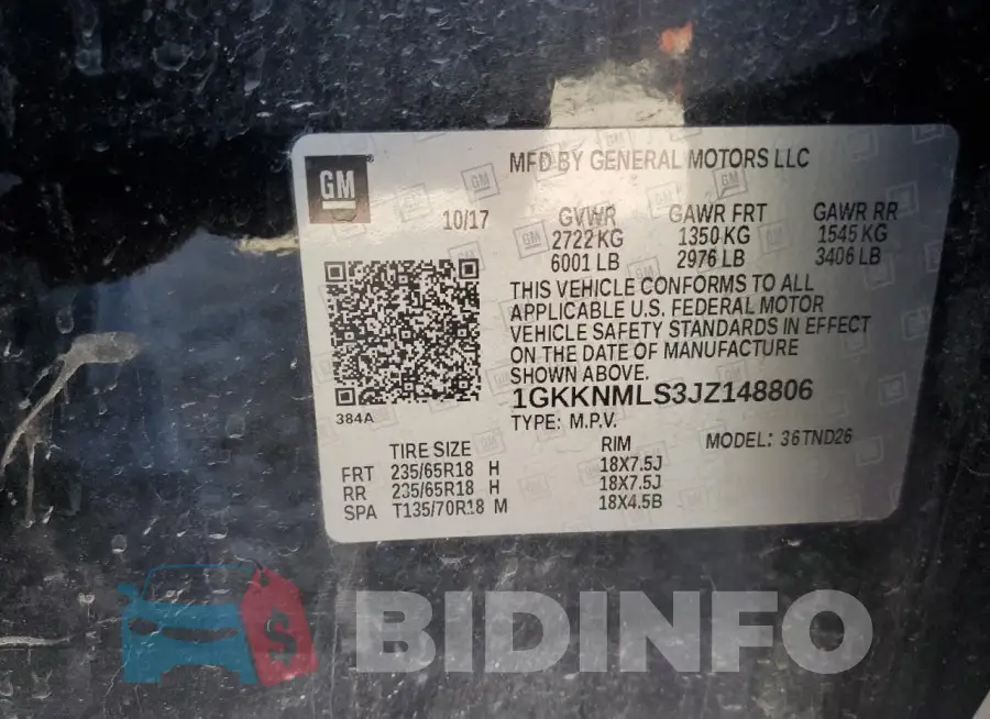 1GKKNMLS3JZ148806 Photo# 14
