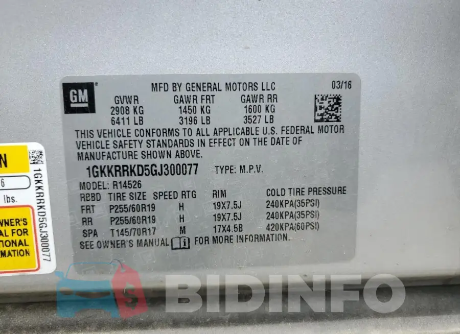 1GKKRRKD5GJ300077 Photo# 13