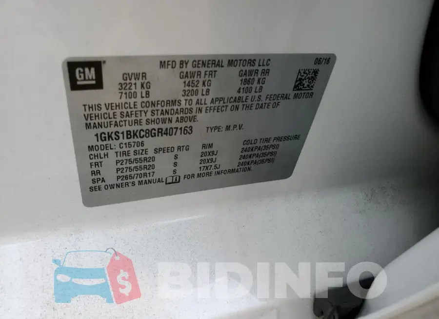 1GKS1BKC8GR407163 Photo# 13