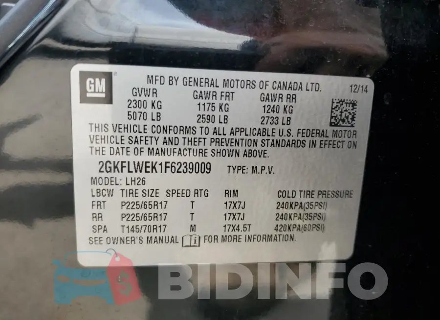 2GKFLWEK1F6239009 Photo# 13