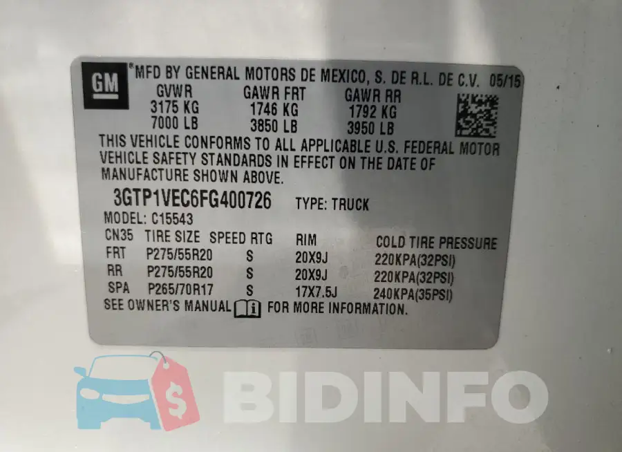 3GTP1VEC6FG400726 Photo# 13