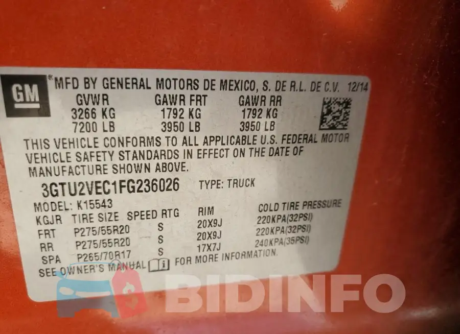 3GTU2VEC1FG236026 Photo# 12