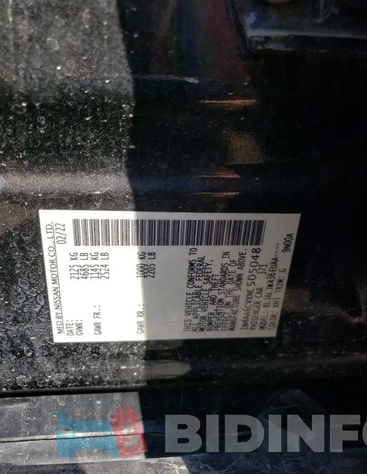 1N4AA6CVXNC505048 Photo# 12