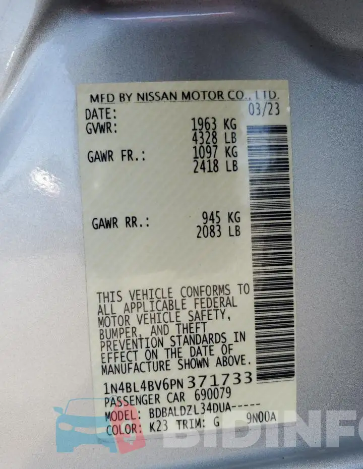 1N4BL4BV6PN371733 Photo# 12
