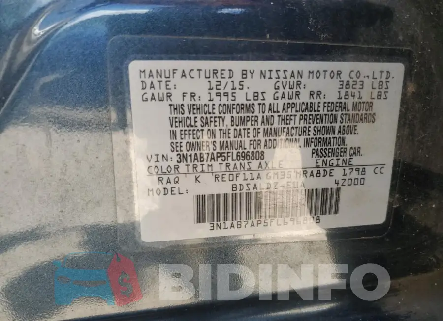 3N1AB7AP5FL696808 Photo# 12