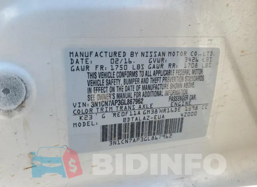 3N1CN7AP3GL867962 Photo# 12