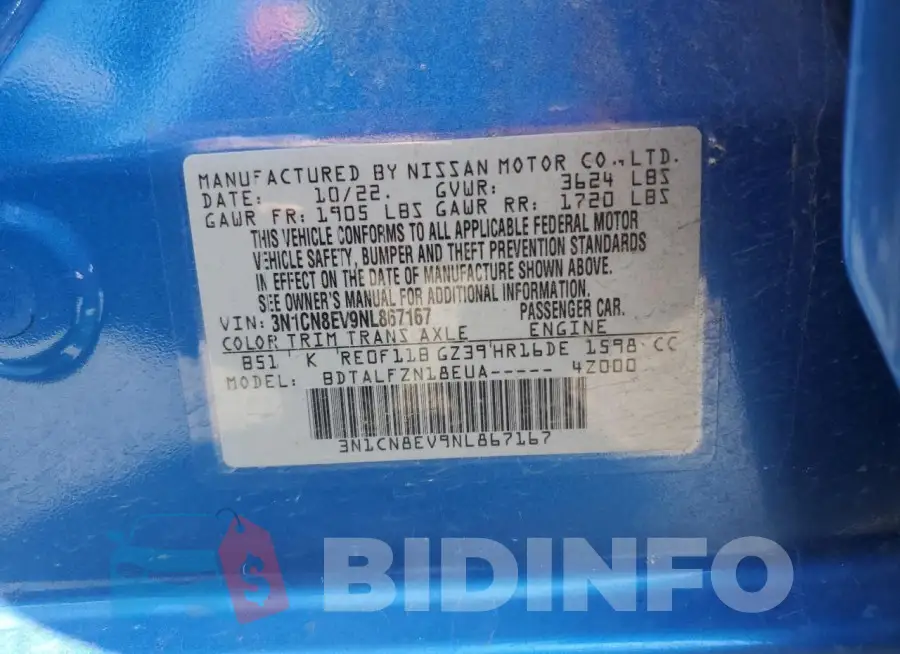 3N1CN8EV9NL867167 Photo# 12