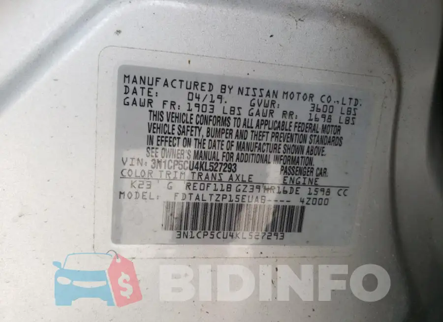 3N1CP5CU4KL527293 Photo# 13