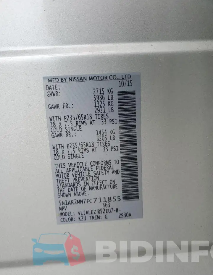 5N1AR2MN7FC711855 Photo# 13