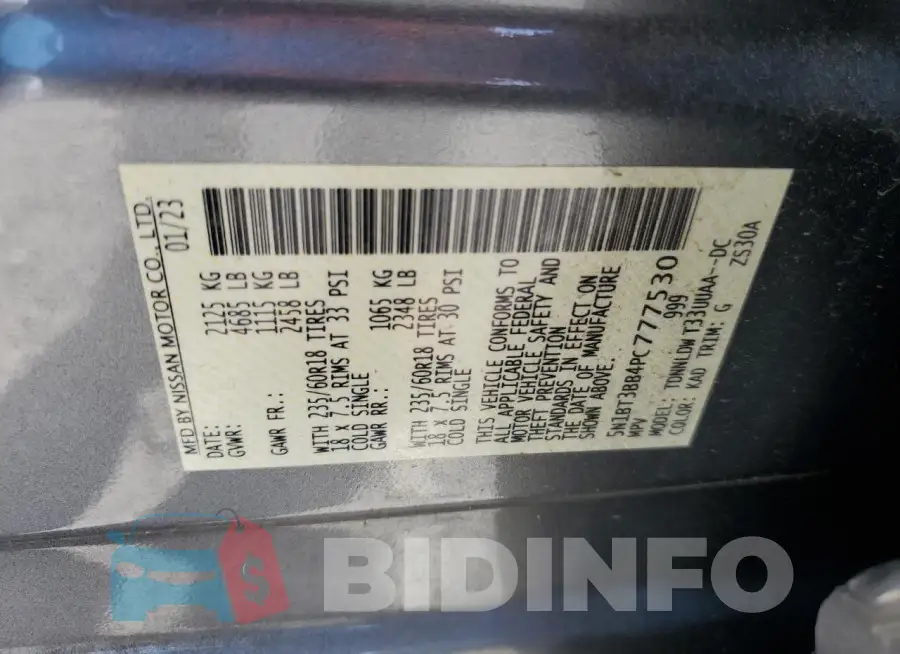 5N1BT3BB4PC777530 Photo# 12
