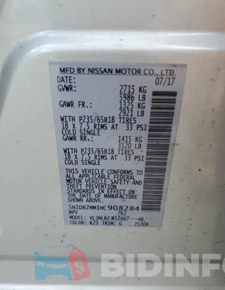 5N1DR2MM1HC908284 Photo# 13