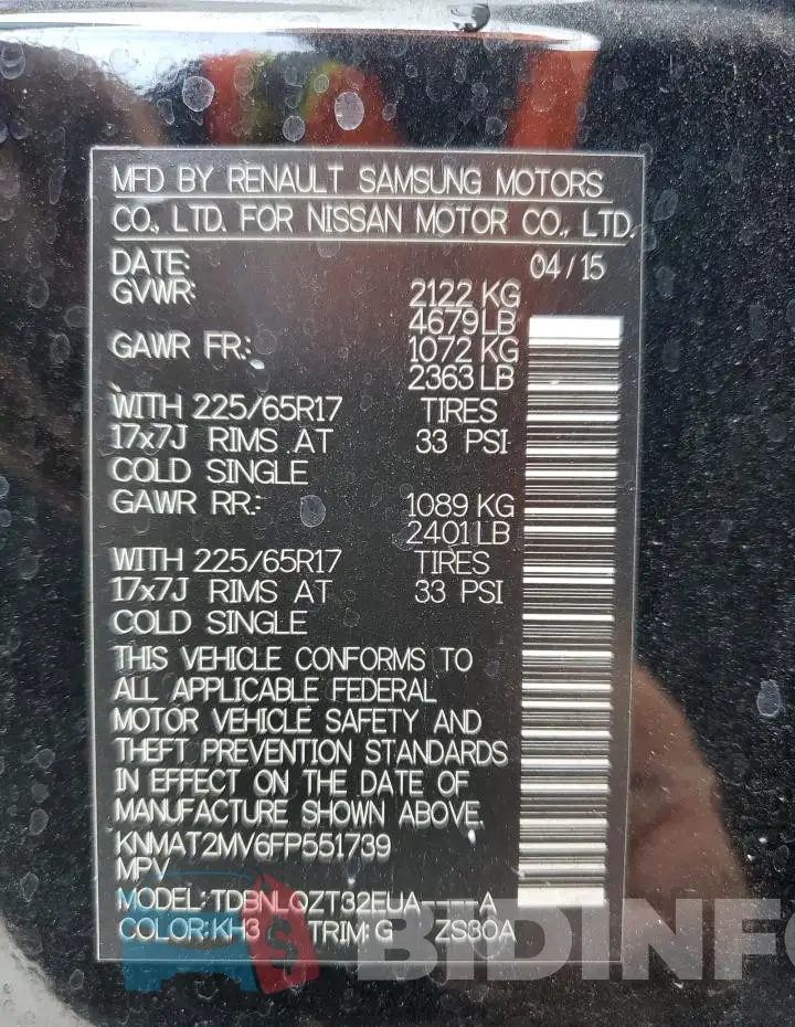 KNMAT2MV6FP551739 Photo# 14